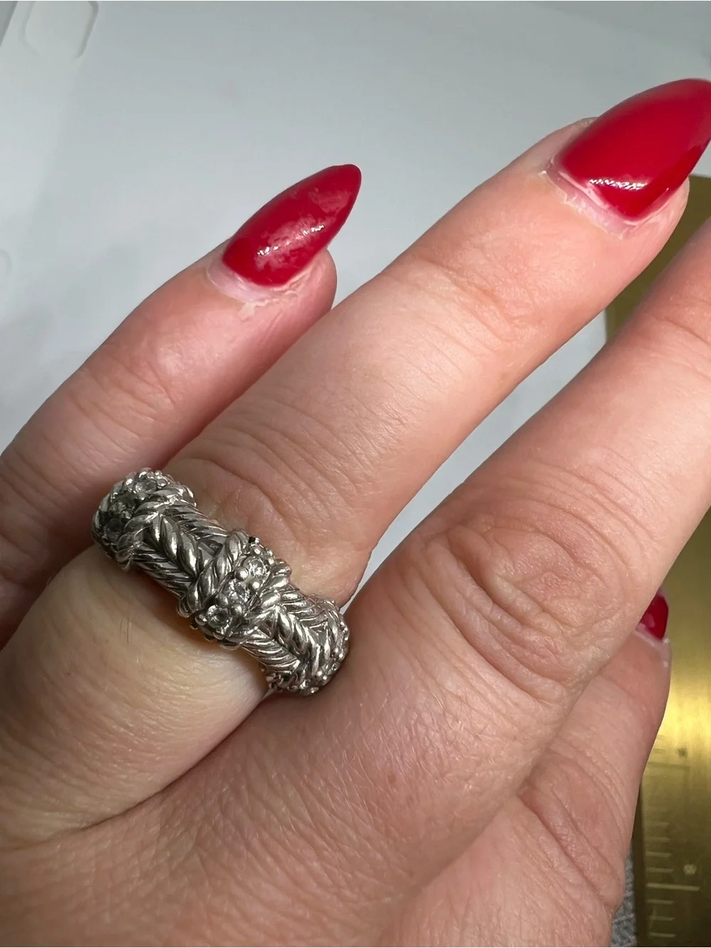 Judith Ripka Silver Braided Floral Band Ring - Picture 15 of 15